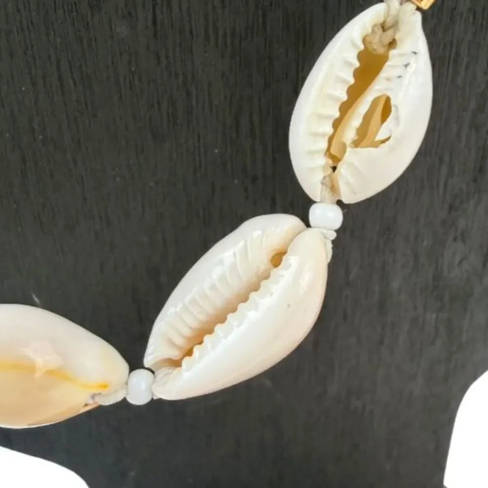J.Crew 3-In-1 Strand Cowrie Shell Turquoise White Bead Tassel Bracelet Gold